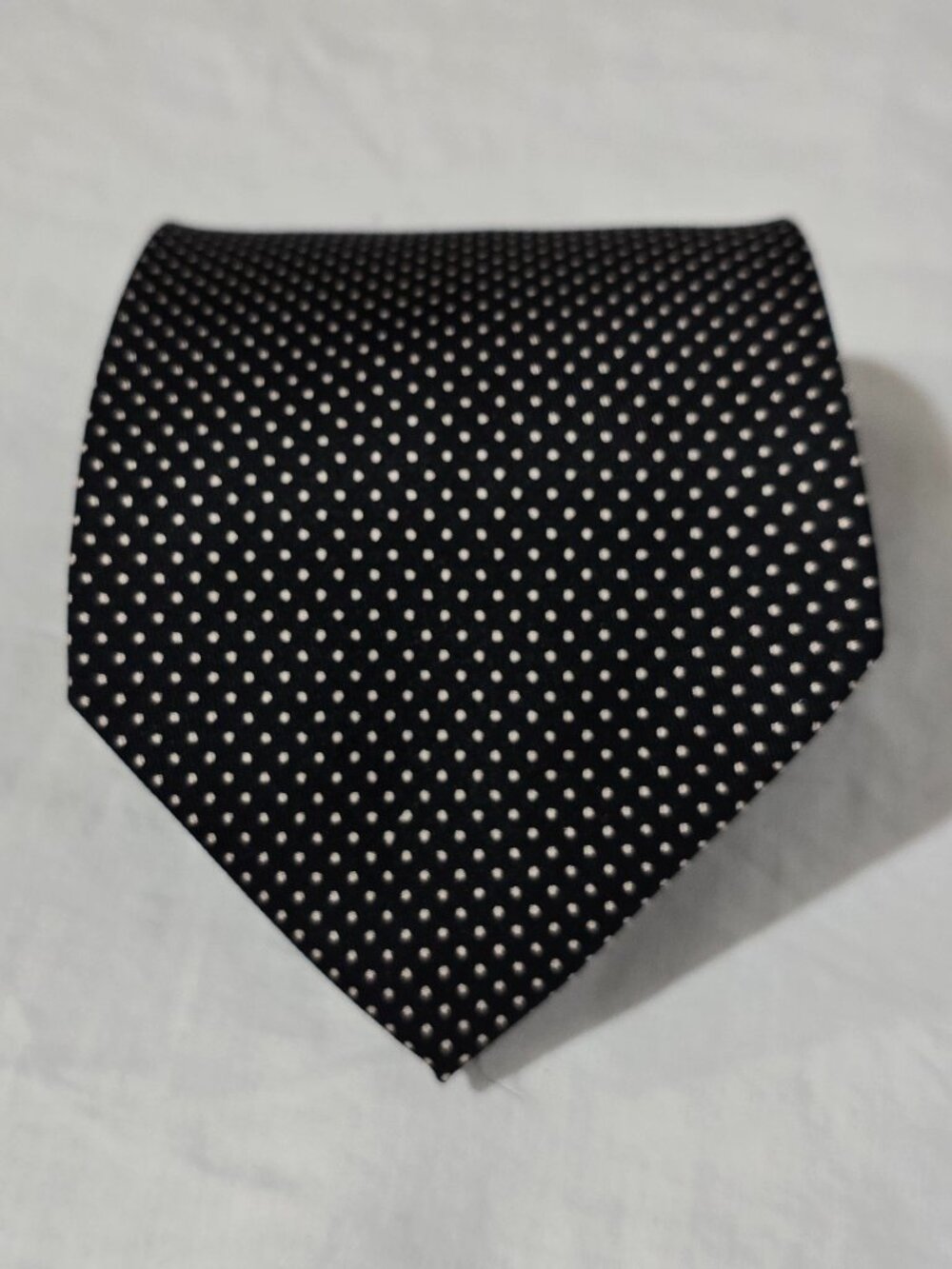Charvet Place Vendome Made in France 100% Silk Necktie - Black w White Dots